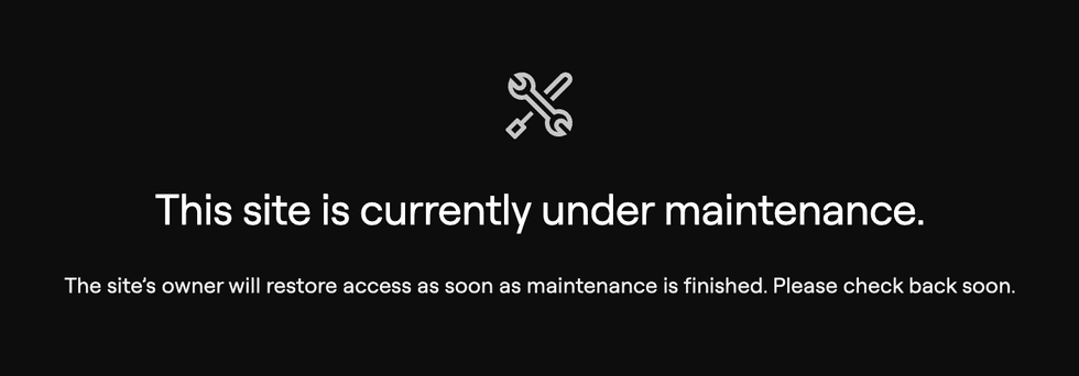 The default maintenance page for a service in maintenance mode