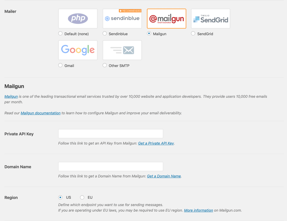 Mailgun for WordPress