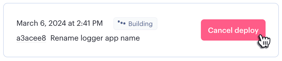 Canceling a deploy in the Render Dashboard