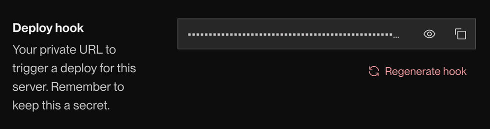 A service's deploy hook URL in the Render Dashboard
