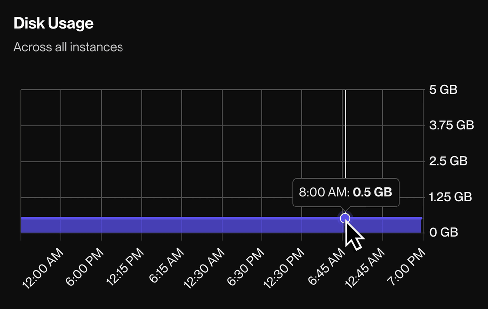 Disk usage shown in the Render Dashboard