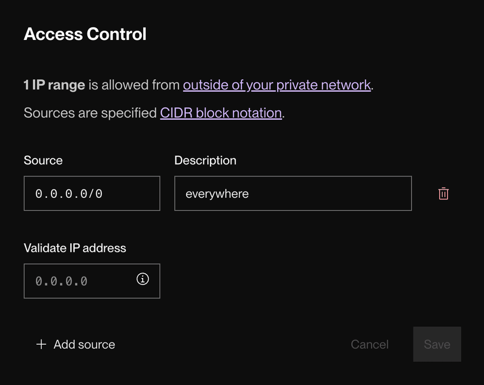 Setting PostgreSQL access control in the Render Dashboard