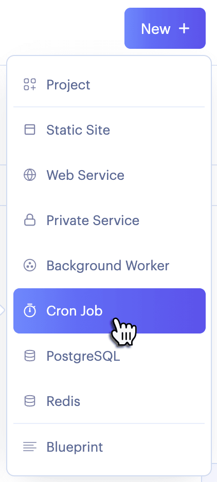 Creating a cron job in the Render Dashboard