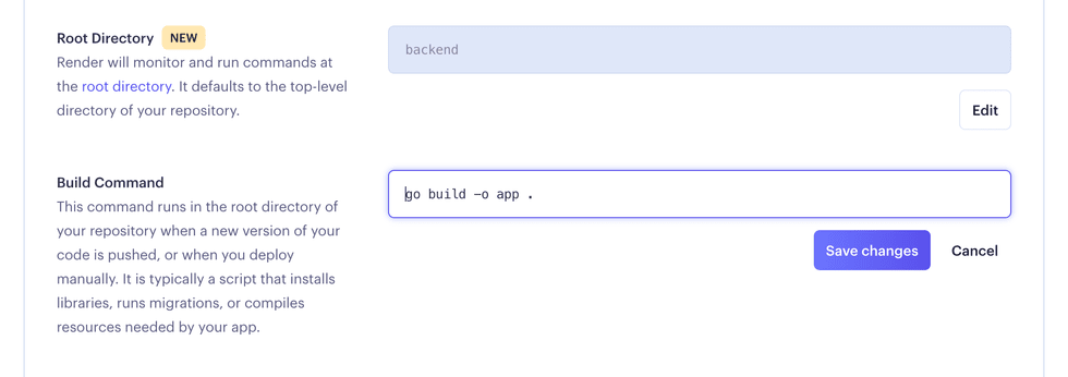 root directory build command