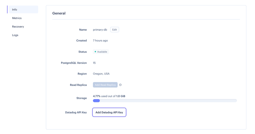 Add Datadog for existing databases