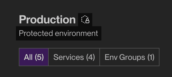 Indicators of a protected environment in the Render Dashboard